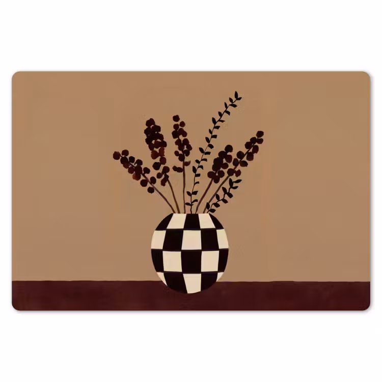 Placemat - 6 stuks - Minimalistisch - Vaas - Bloemen - Bruin — 7