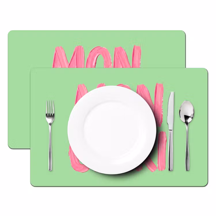 Placemat - 6 stuks - Mon cheri - Groen - Roze — 2
