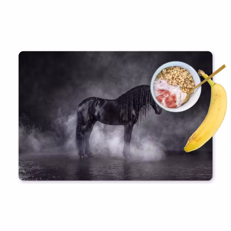 Placemat - 6 stuks - Paard - Magisch - Zwart — 1