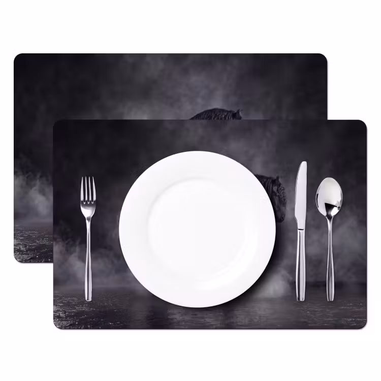 Placemat - 6 stuks - Paard - Magisch - Zwart — 2