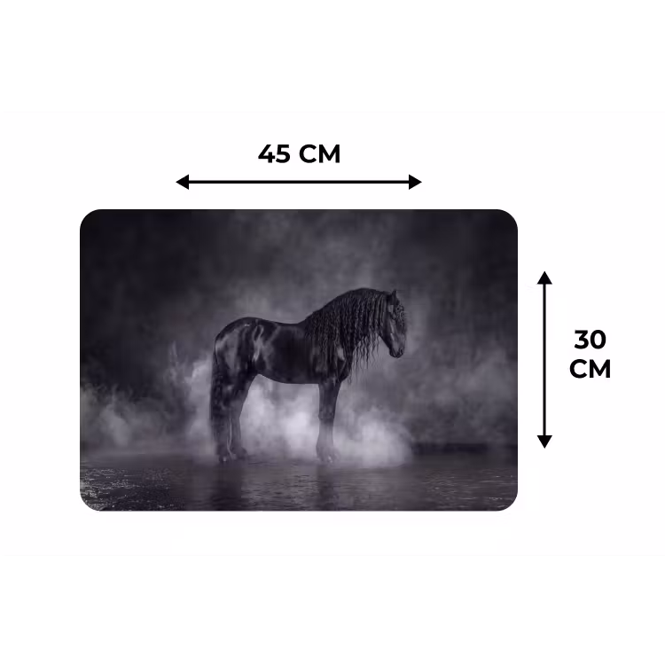 Placemat - 6 stuks - Paard - Magisch - Zwart — 3