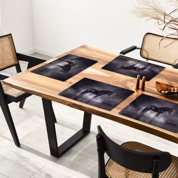 Placemat - 6 stuks - Paard - Magisch - Zwart — 5