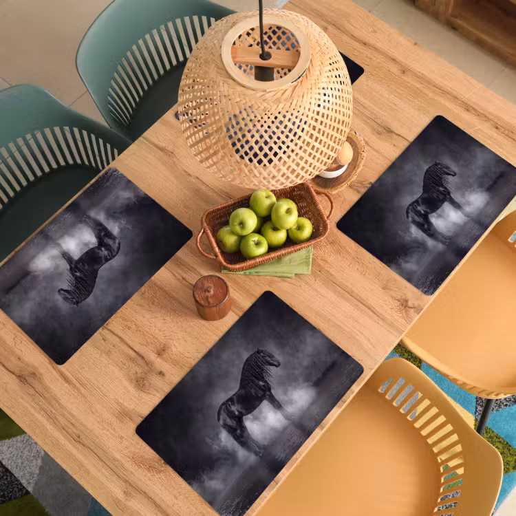 Placemat - 6 stuks - Paard - Magisch - Zwart — 6