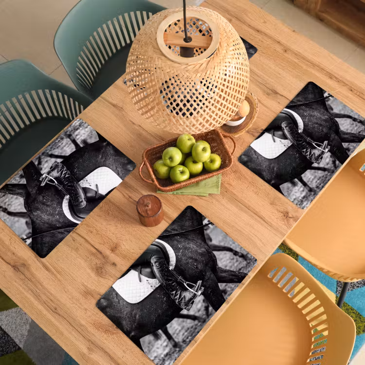 Placemat - 6 stuks - Paard - Sport - Zwart - Wit — 6