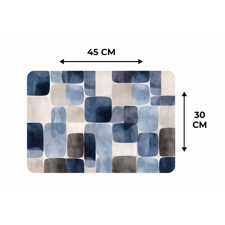 Placemat - 6 stuks - Patroon - Blauw - Vierkanten — 3