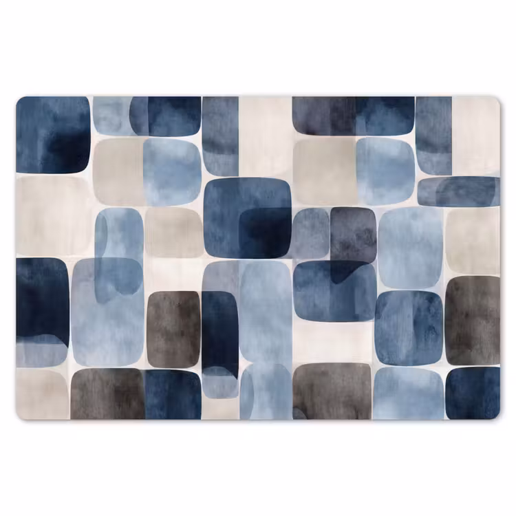 Placemat - 6 stuks - Patroon - Blauw - Vierkanten — 7