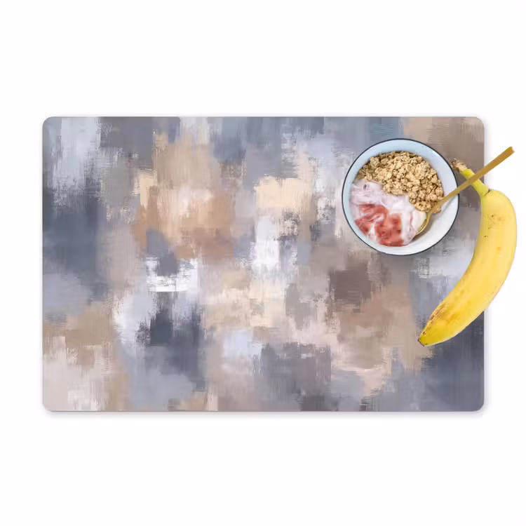 Placemat - 6 stuks - Penseelstreken - Schilderij - Beige — 1