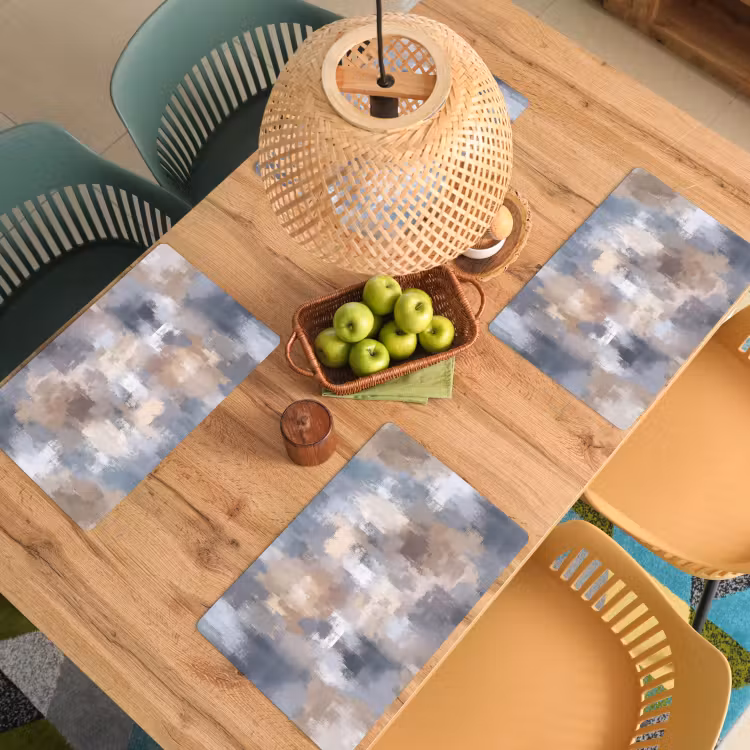 Placemat - 6 stuks - Penseelstreken - Schilderij - Beige — 6