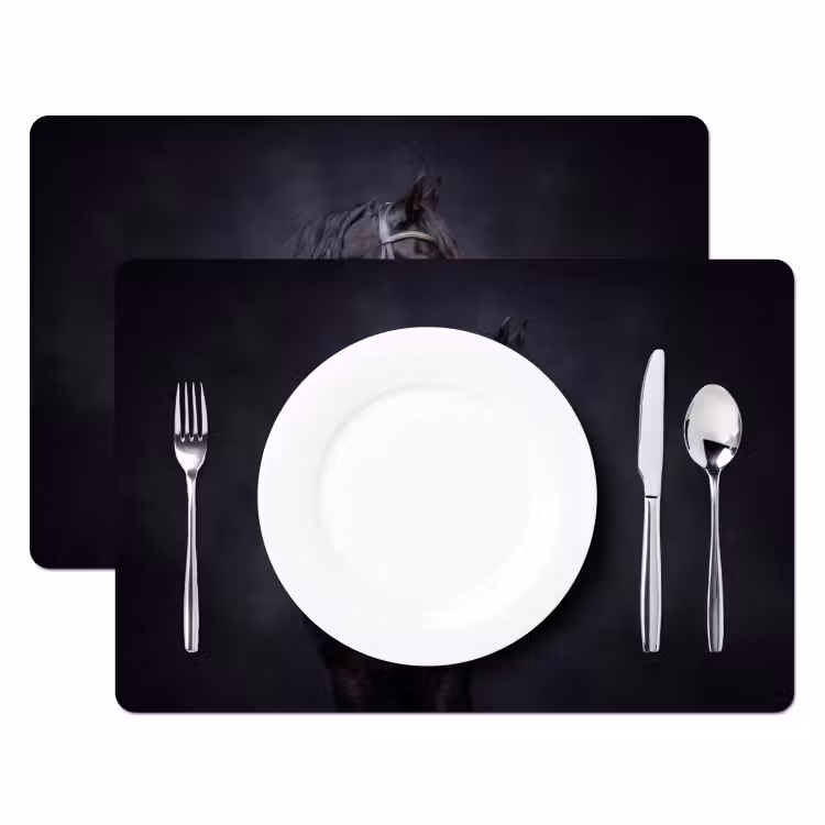 Placemat - 6 stuks - Portret - Paard - Donker — 2