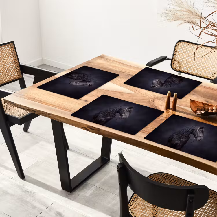 Placemat - 6 stuks - Portret - Paard - Donker — 5