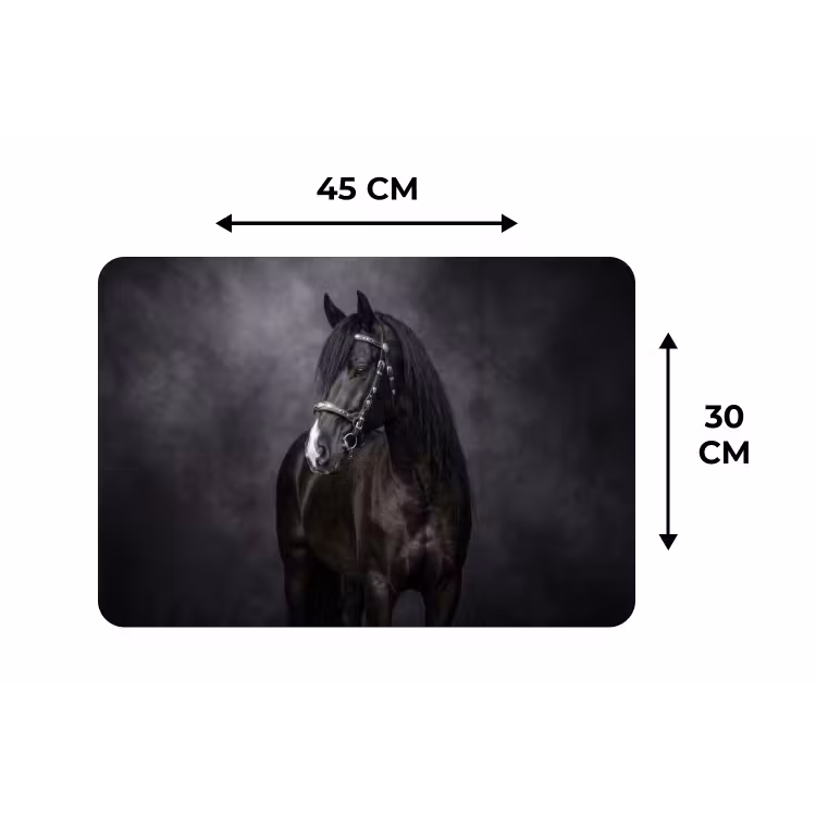 Placemat - 6 stuks - Portret - Paard - Zwart — 3