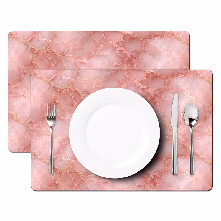 Placemat - 6 stuks - Roze - Kwarts - Goud - Marmer — 2