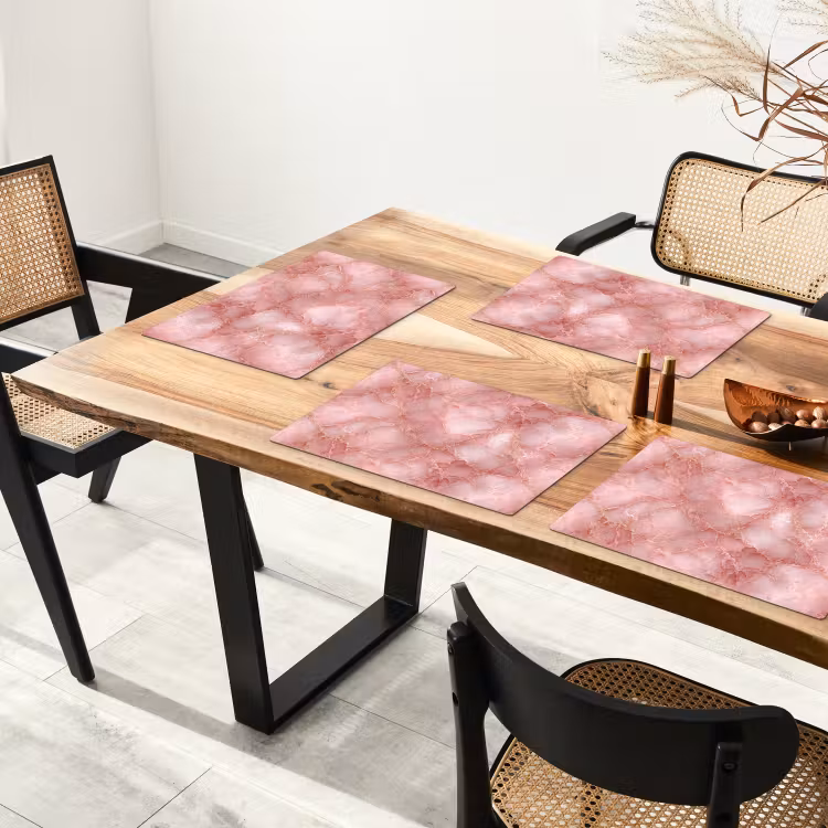 Placemat - 6 stuks - Roze - Kwarts - Goud - Marmer — 5