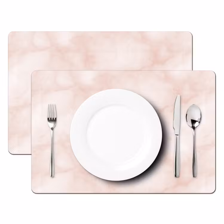 Placemat - 6 stuks - Roze - Marmer - Crème — 2