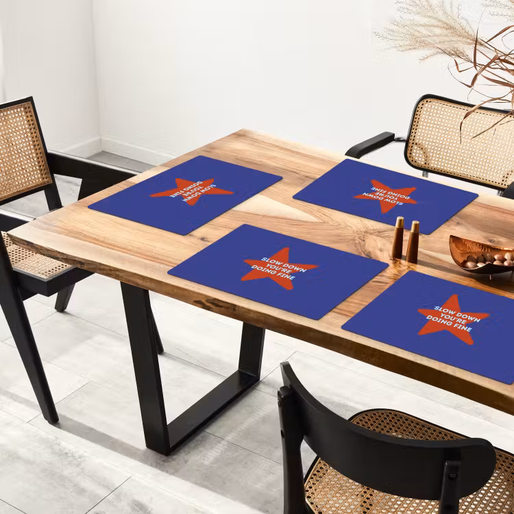 Placemat - 6 stuks - Slow down you're doing fine - Ster - Blauw — 5