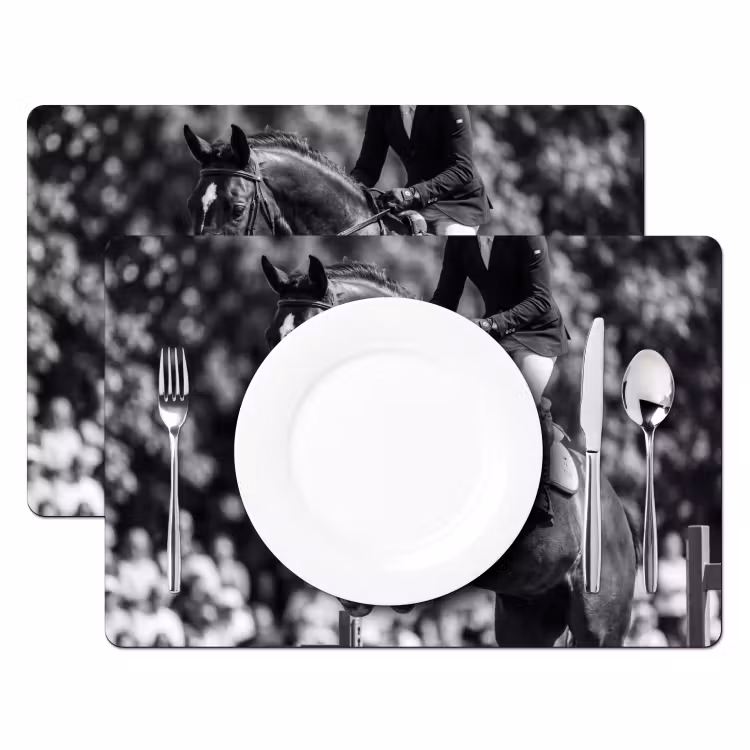 Placemat - 6 stuks - Springen - Paard - Zwart - Wit — 2