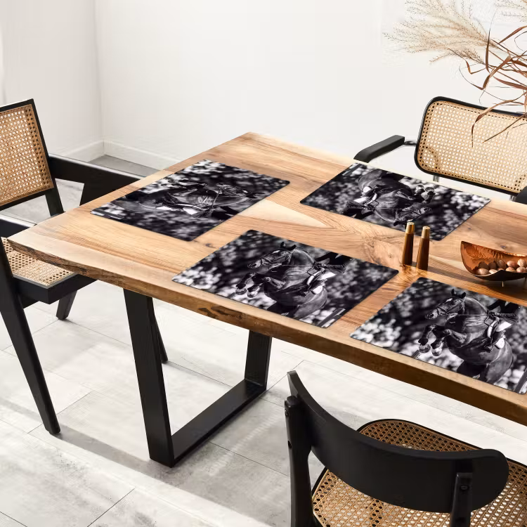 Placemat - 6 stuks - Springen - Paard - Zwart - Wit — 5