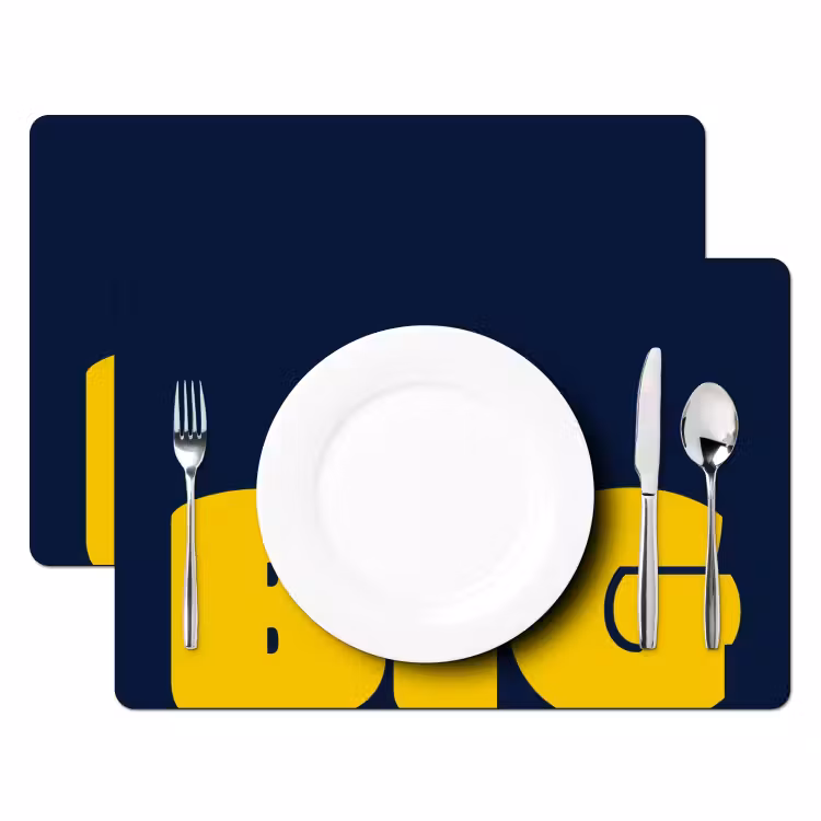 Placemat - 6 stuks - Think big - Blauw - Geel — 2
