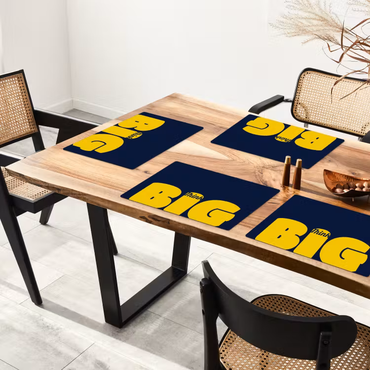 Placemat - 6 stuks - Think big - Blauw - Geel — 5