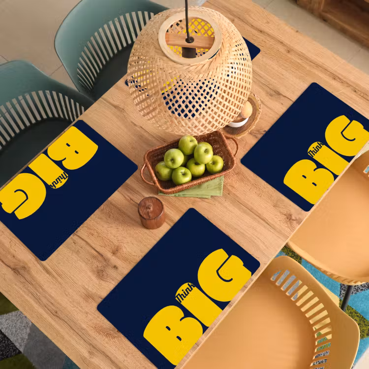 Placemat - 6 stuks - Think big - Blauw - Geel — 6