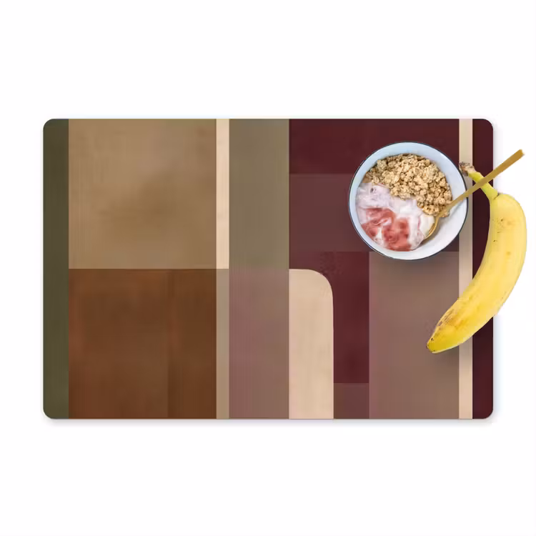 Placemat - 6 stuks - Vlakken - Abstract - Bordeaux - Lijnen — 1