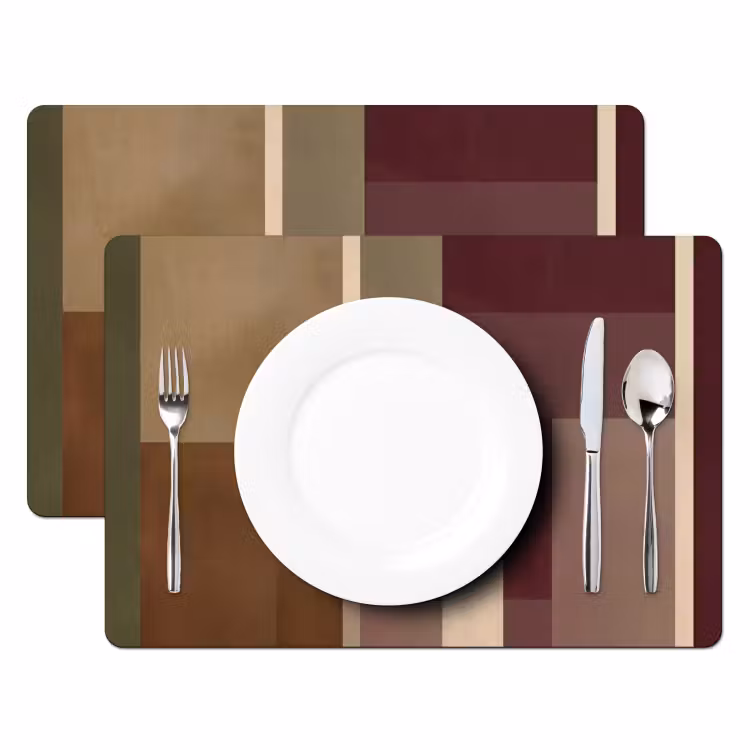 Placemat - 6 stuks - Vlakken - Abstract - Bordeaux - Lijnen — 2