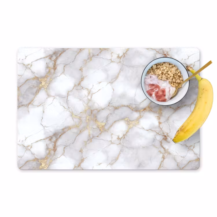 Placemat - 6 stuks - Wit - Goud - Marmer - Grijs — 1
