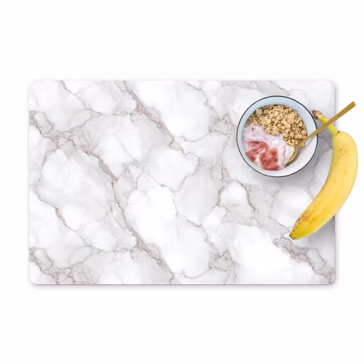 Placemat - 6 stuks - Wit - Marmer - Bruin — 1
