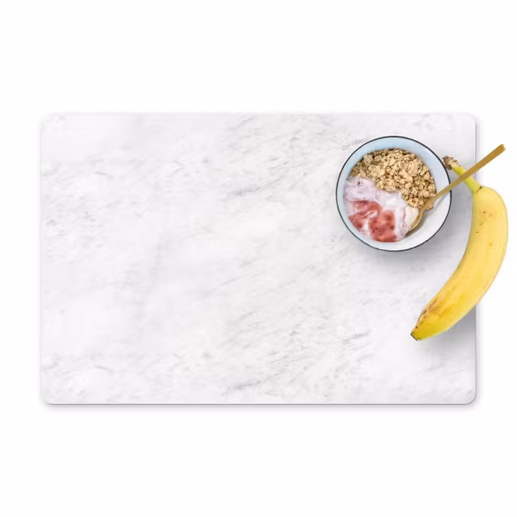 Placemat - 6 stuks - Wit - Marmer - Grijze aders — 1
