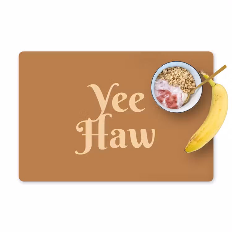 Placemat - 6 stuks - Yee haw - Bruin - Minimalistisch — 1