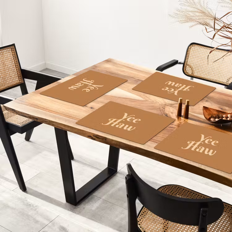 Placemat - 6 stuks - Yee haw - Bruin - Minimalistisch — 5