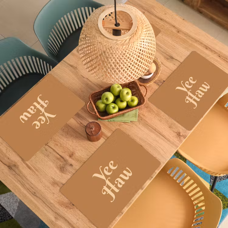 Placemat - 6 stuks - Yee haw - Bruin - Minimalistisch — 6