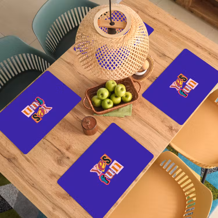 Placemat - 6 stuks - Yes fun - Kleurrijk - Collage-stijl — 6