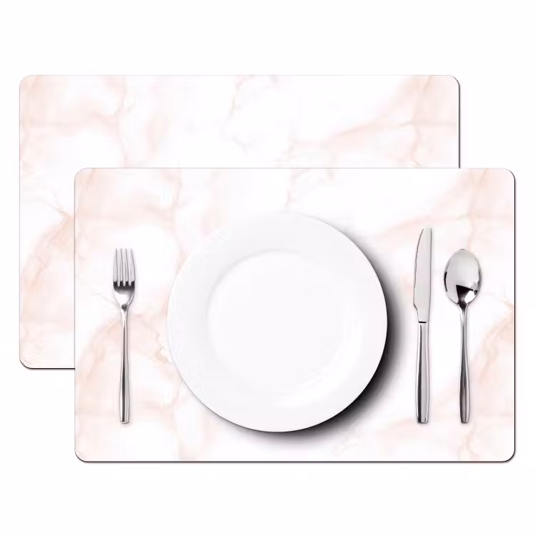Placemat - 6 stuks - Zalmroze - Marmer - Aders — 2