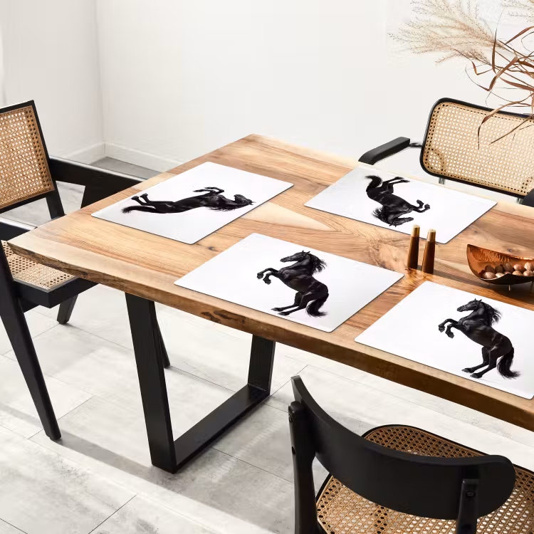 Placemat - 6 stuks - Zwart - Paard - Portret — 5