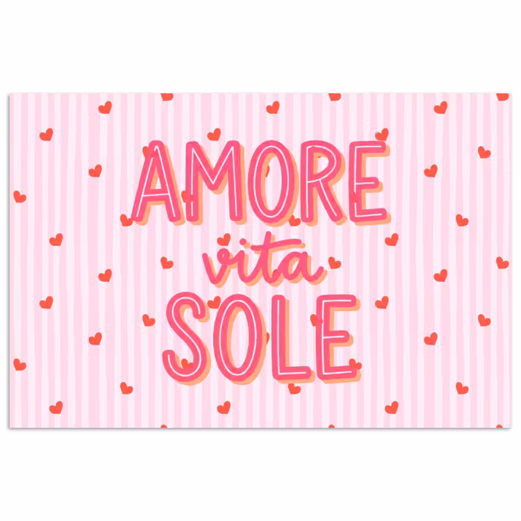 Poster - Amore vita sole - Roze - Hartjes — 1