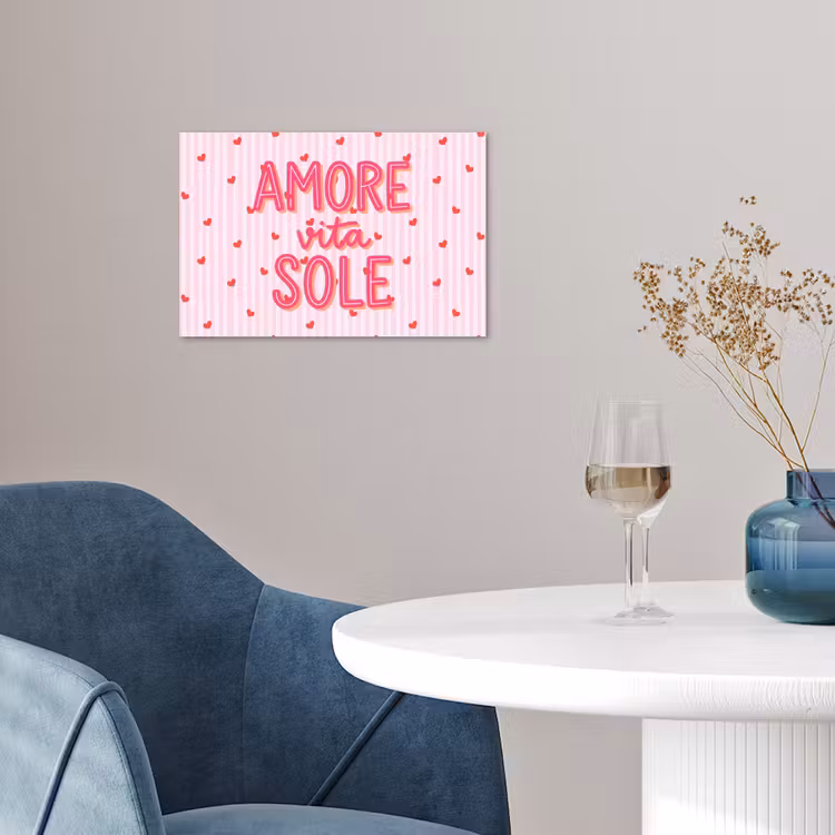 Poster - Amore vita sole - Roze - Hartjes — 4