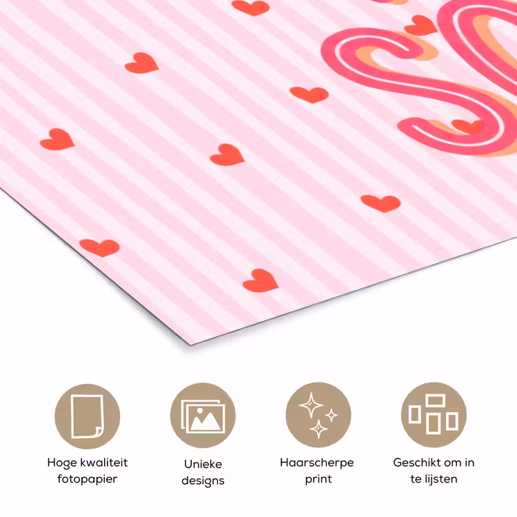 Poster - Amore vita sole - Roze - Hartjes — 5