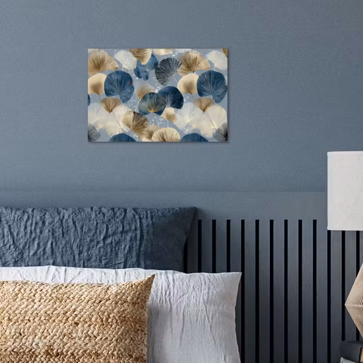 Poster - Bladeren - Abstract - Goud - Blauw — 3