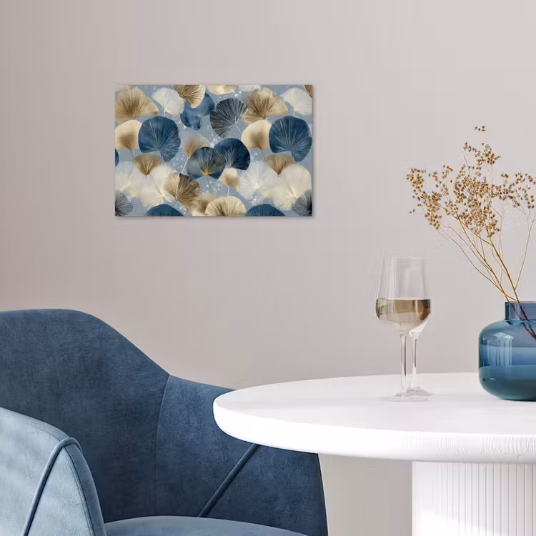 Poster - Bladeren - Abstract - Goud - Blauw — 4