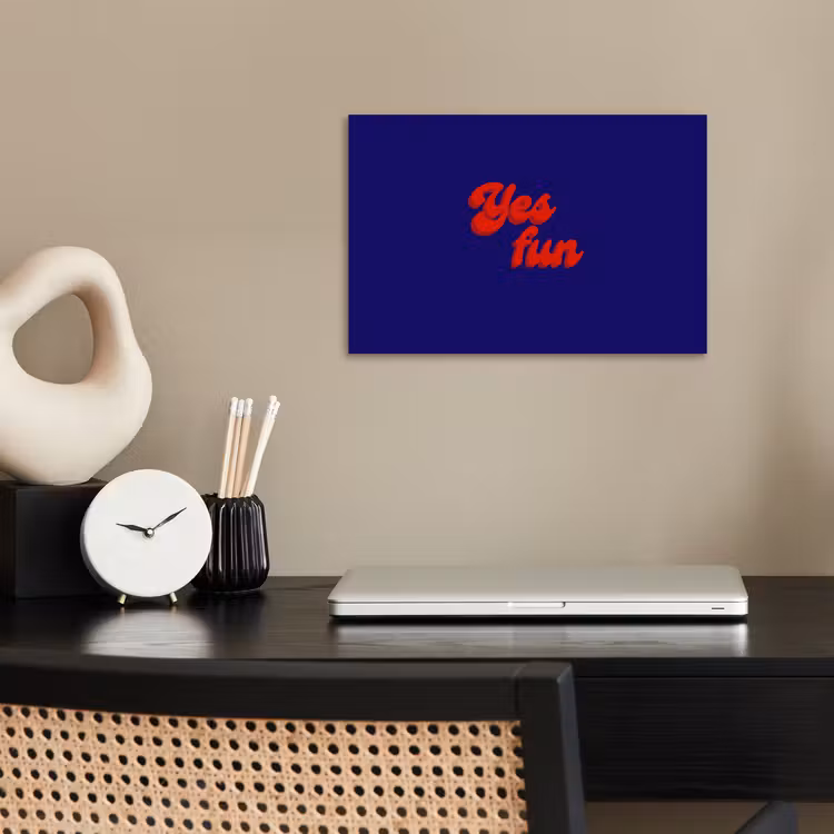 Poster - Blauw - Rood - Yes fun - 3D — 2