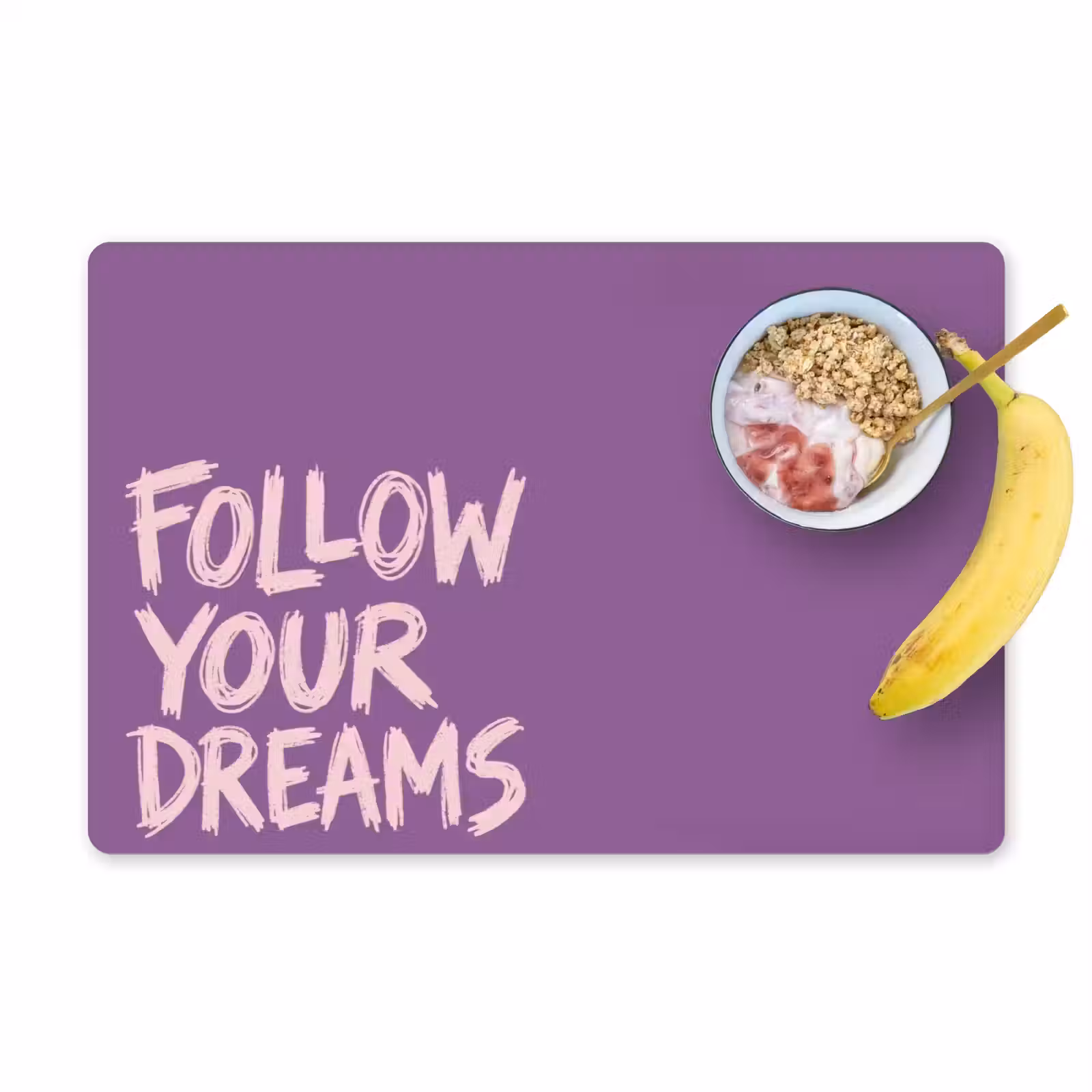 Placemat - 6 stuks - Follow your dreams - Paars - Penseeltextuur — 1