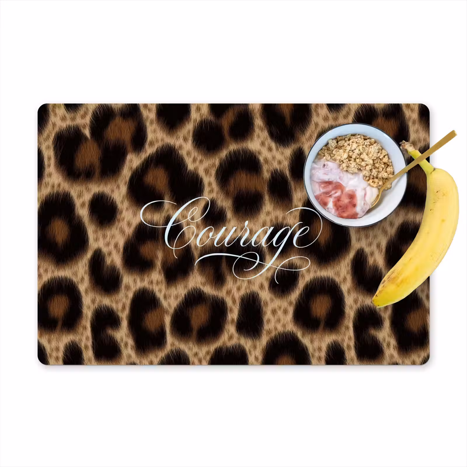 Placemat - 6 stuks - Luipaardprint - Bruin - Courage - Sierlijk — 1