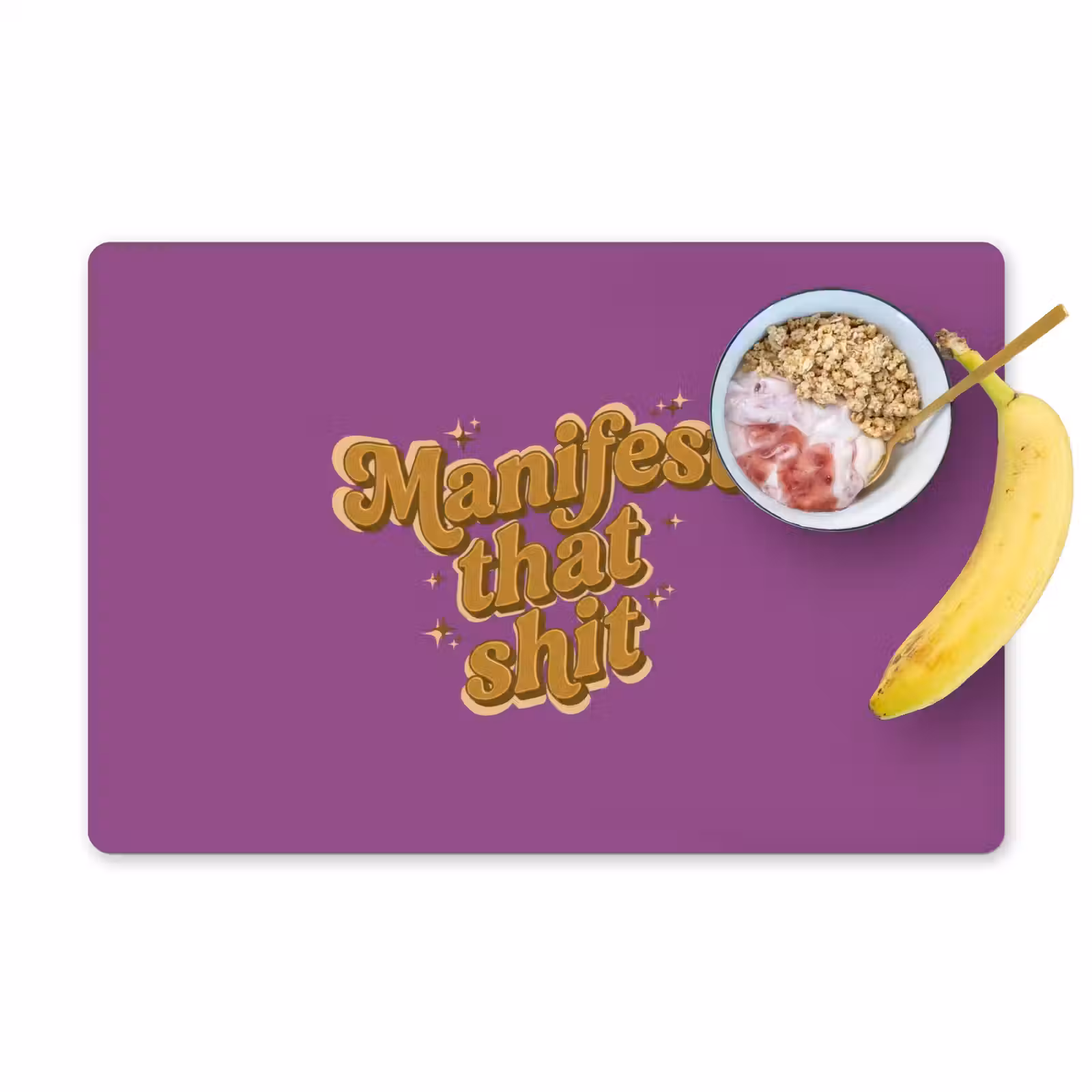 Placemat - 6 stuks - Manifest that shit - Paars - Glitter — 1
