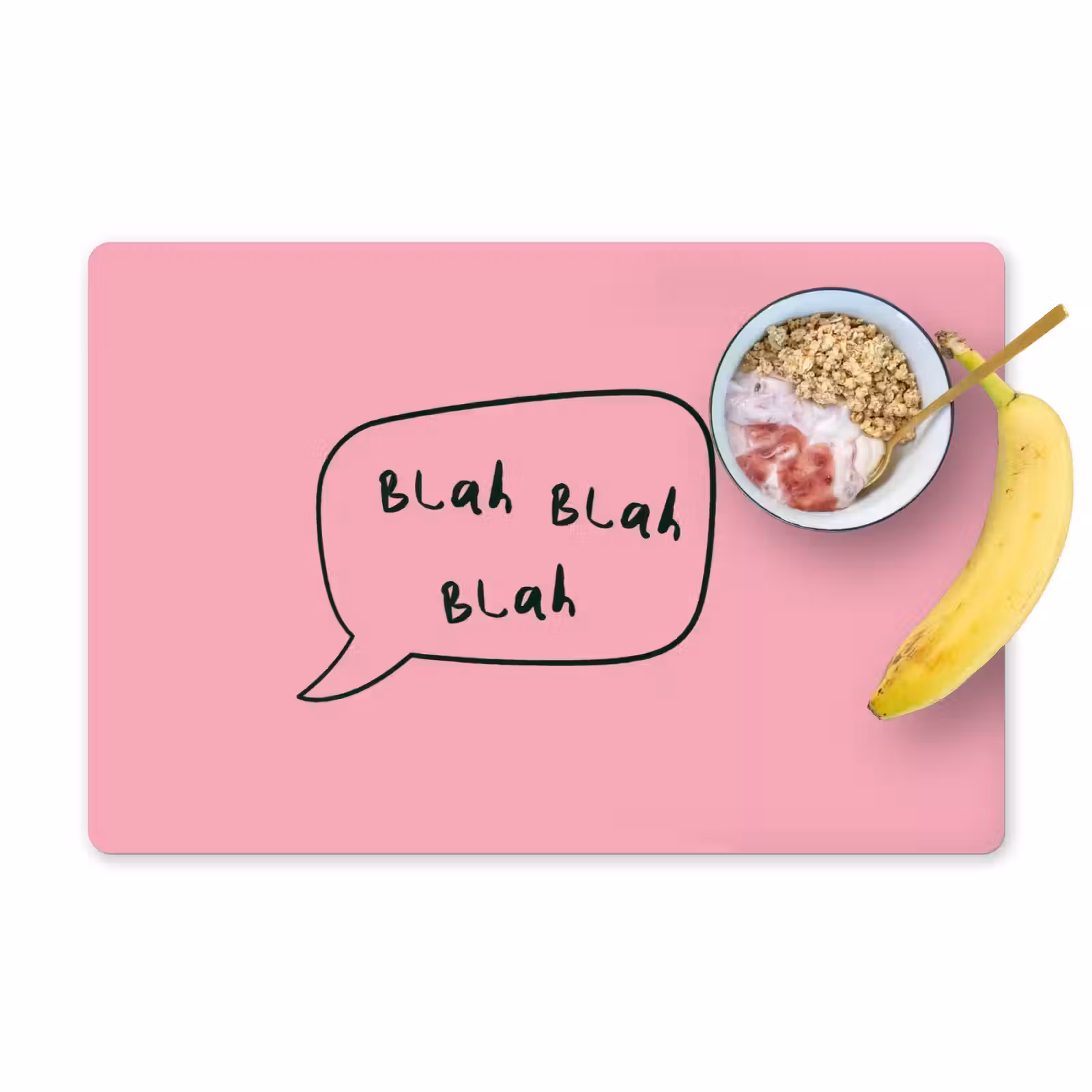 Placemat - 6 stuks - Tekstwolkje - BLAH BLAH BLAH - Roze — 1