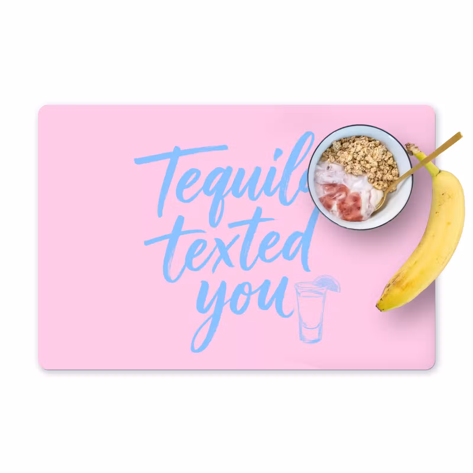Placemat - 6 stuks - Tequila texted you - Roze - Blauw — 1