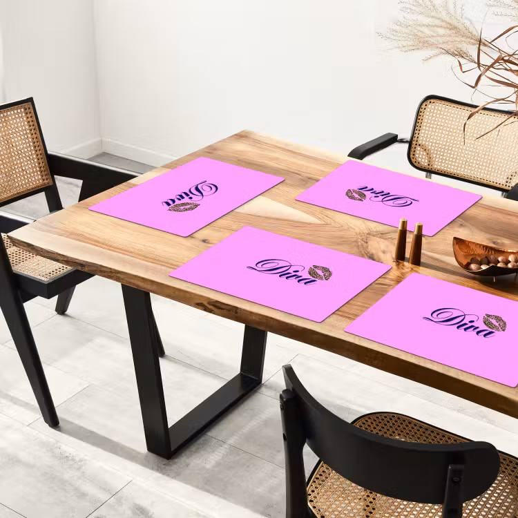Placemat - 6 stuks - Diva - Lip - Panterprint - Roze — 5
