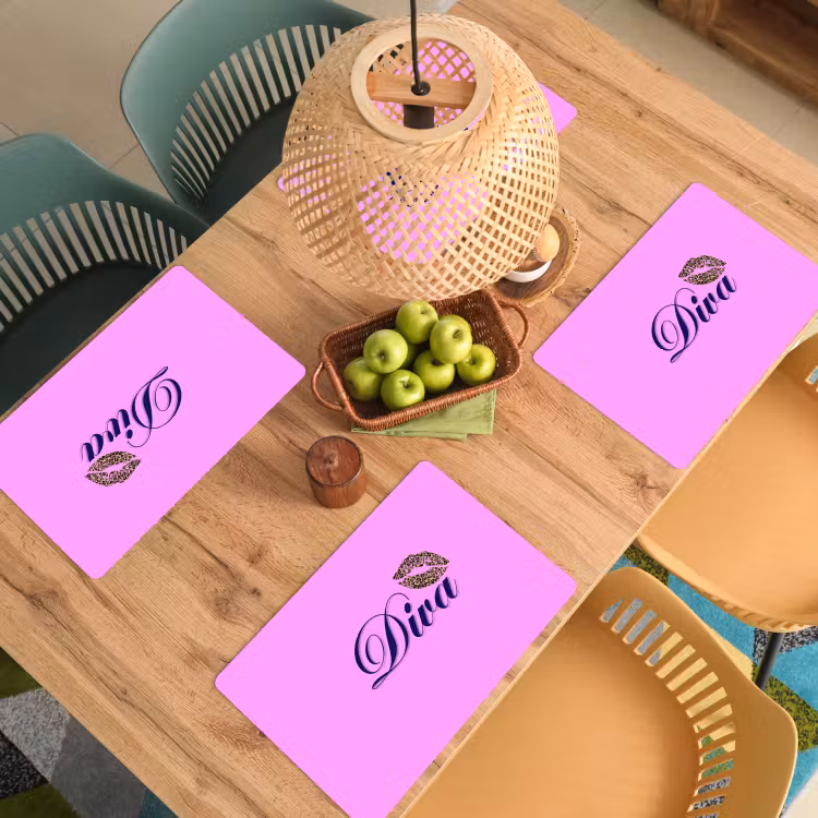 Placemat - 6 stuks - Diva - Lip - Panterprint - Roze — 6