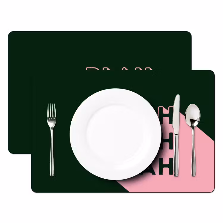 Placemat - 6 stuks - Donkergroen - Tekst - Schaduw - Grafisch — 2
