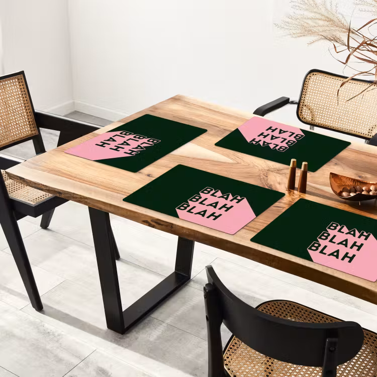 Placemat - 6 stuks - Donkergroen - Tekst - Schaduw - Grafisch — 5
